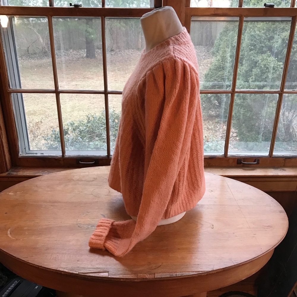 TopShop Orange Chunky Knit Crew Neck Sweater with Relaxed Fit, Size 14 - Picture 2 of 4
